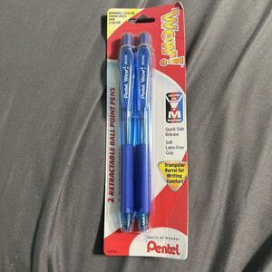 PENTEL Ballpoint Retractable Pens M‎ Point 1.0mm 2 Blue Pens 1 Package